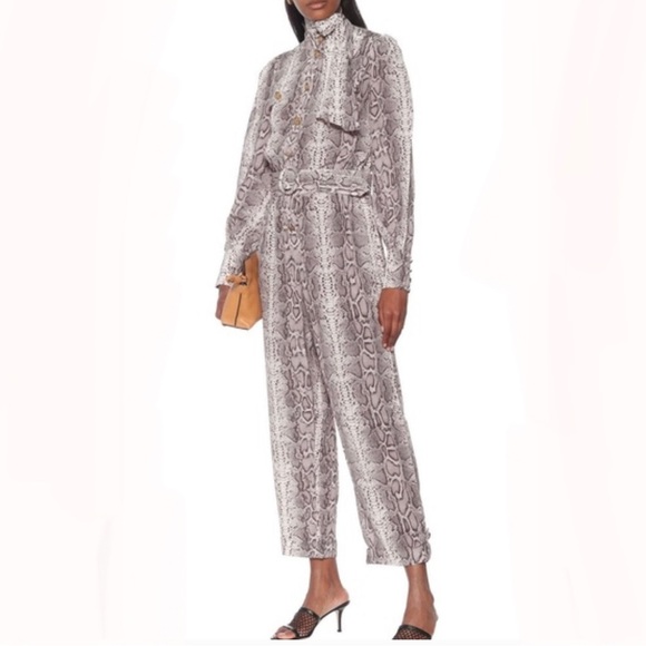 Zimmermann Silk Tie Jumpsuit Snake Print Size AU 1 - Picture 2 of 6
